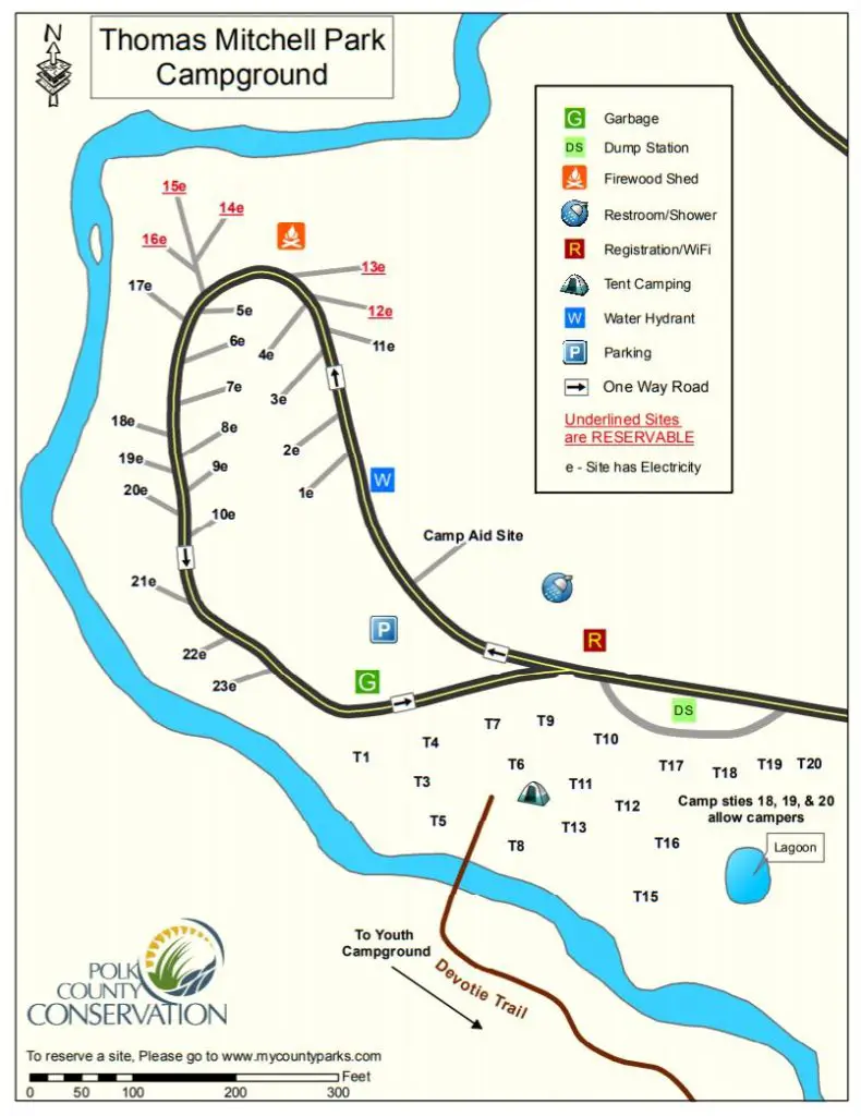 Thomas Mitchell Park Campground Map
