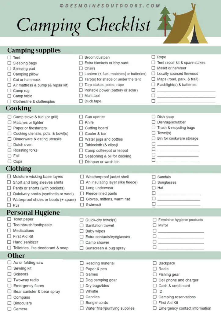 Camping Checklist