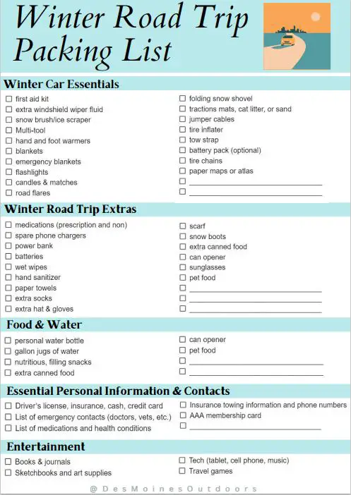 Winter Road Trip Packing List