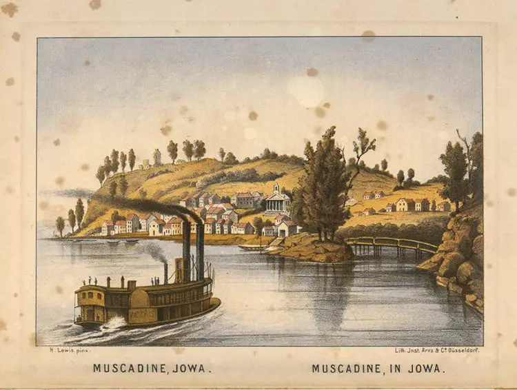 Historic print of Muscatine Iowa
