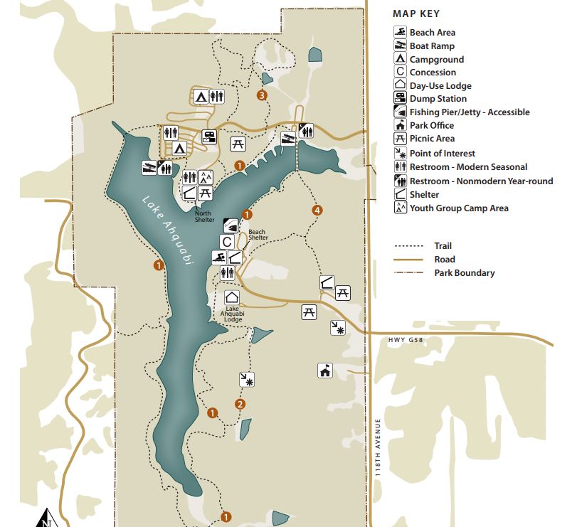 Lake Ahquabi State Park map